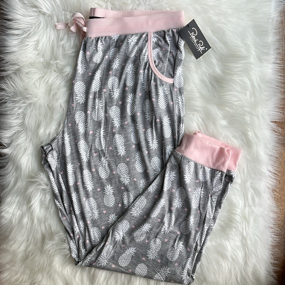 🆕 René Rofe Sleepwear Lounge Pants Pineapple and Hearts Design Size XL